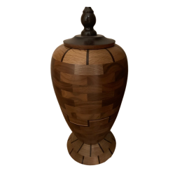 Large English Walnut and Oak Cremation Ashes Urn
